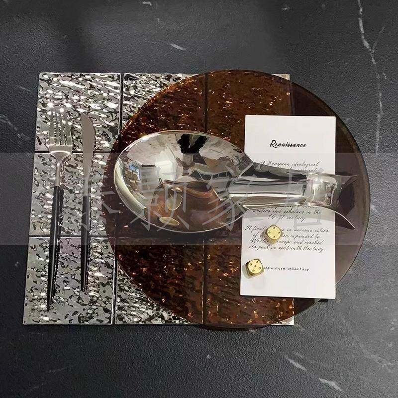 样平板房间简约约摆台玻餐具璃特色装饰盘餐桌搭配创意西餐盘简感