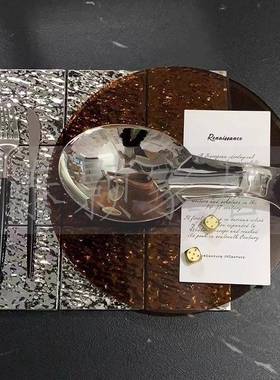 样平板房间简约约摆台玻餐具璃特色装饰盘餐桌搭配创意西餐盘简感