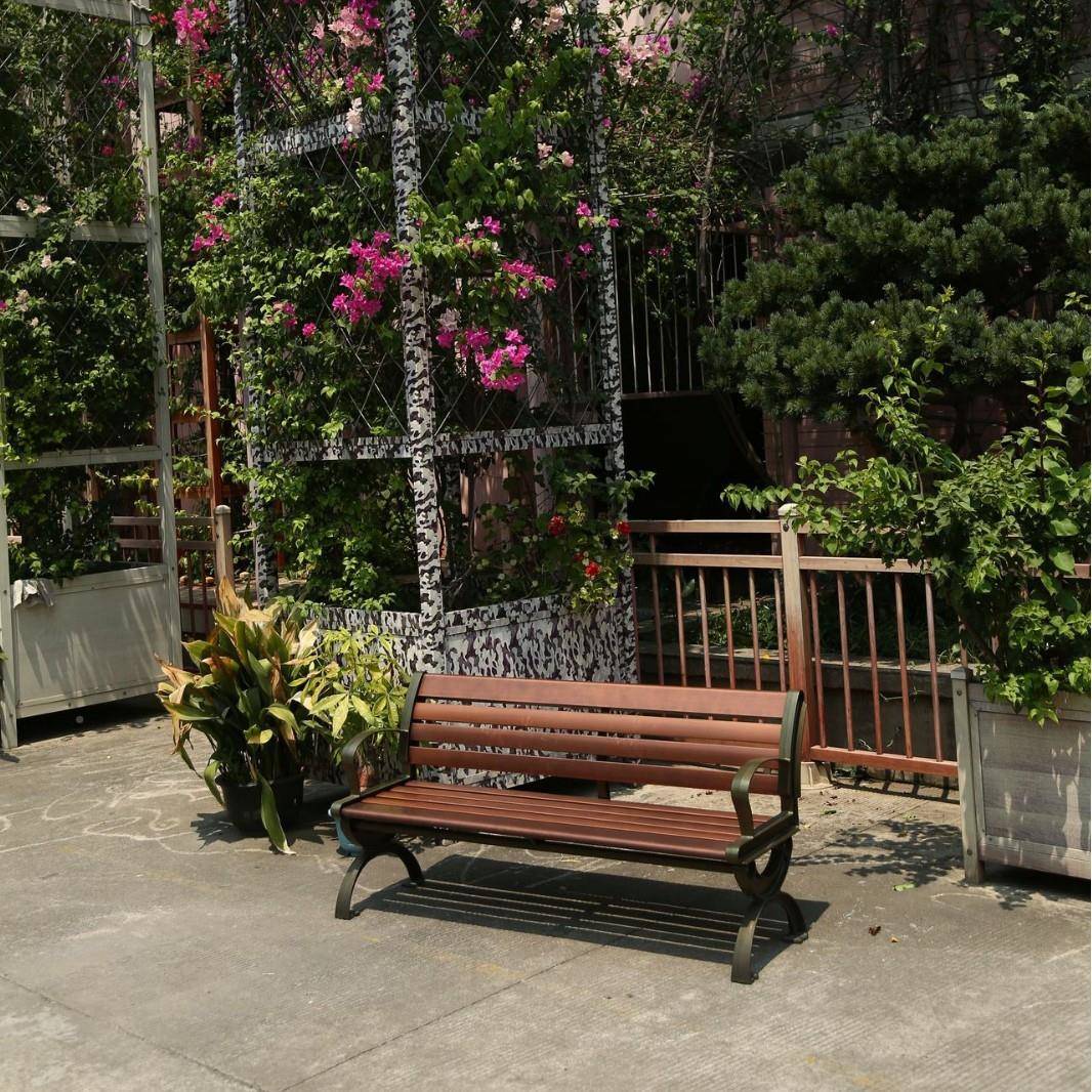 果区刺户外长椅庭院阳台铸铝凳小小八字铸景区商业广坐场公园椅红