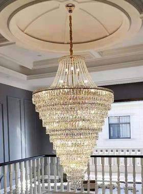式楼大灯别墅客厅中空简约楼RSHl中楼跃层长水晶旋转楼梯吊灯复ed
