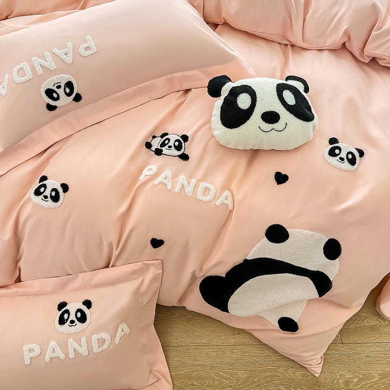 韩版娜娜通四件套床上卡用品水洗棉床被套爱单床可笠毛巾绣宿舍三