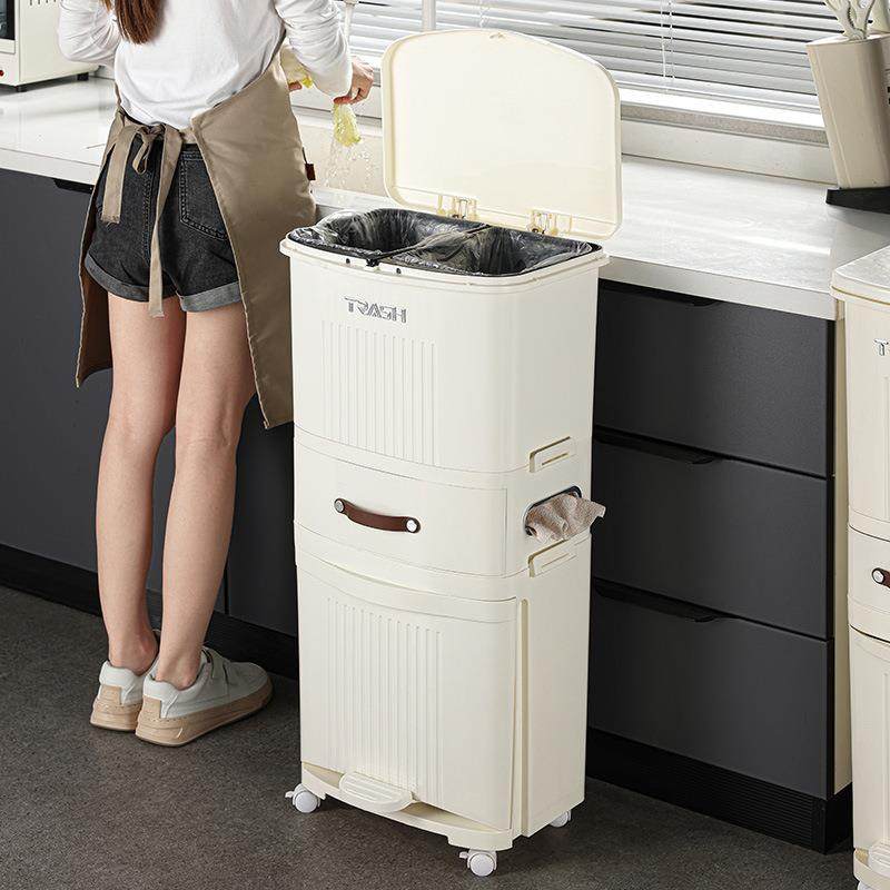 厨房垃圾CNC带家桶用新高款盖免弯腰大容客厅卫生间厨量余置物架