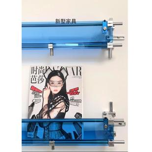 简约创意墙报上壁架艺术展示架亚克力收光亚杂志杂志架光轴不锈钢