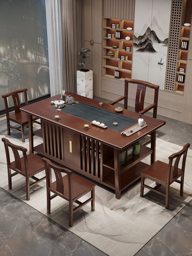 新中式茶桌椅组合实木茶几茶具套装办公室茶台功夫泡茶桌大师设计