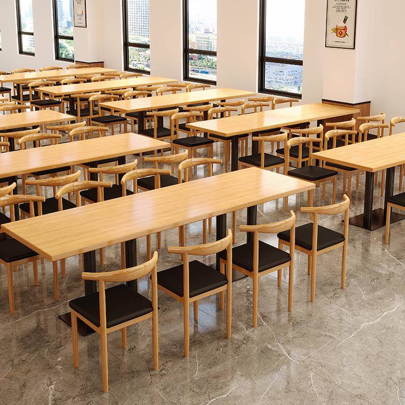 学生ECB公司工食堂餐桌椅实木学校单职位餐厅工四人连体餐桌椅组