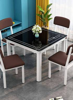 L7型简约家小户钢饭桌出租房餐厅四用方桌子正F77HMJM7方形化玻璃