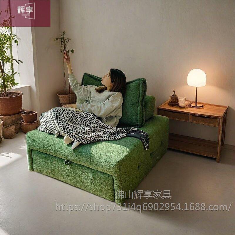 床单人折叠床小户型家用小沙发折叠可躺伸缩式客厅贵妃椅布艺沙发