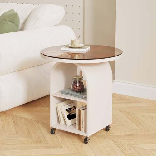 简约OWQ圆形边几移动岩板头储物茶小床茶几客厅沙发边柜桌阳台泡