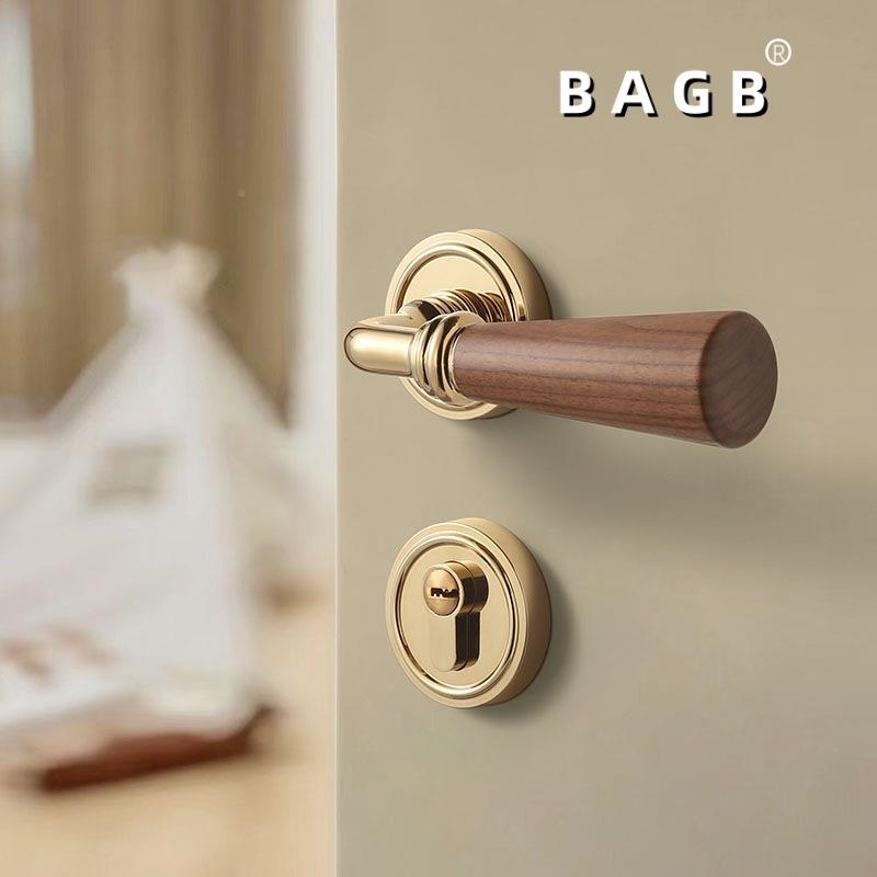 BAG门B中复古室内室磁吸静卧音房式门锁家用木门把手风胡桃XOI木