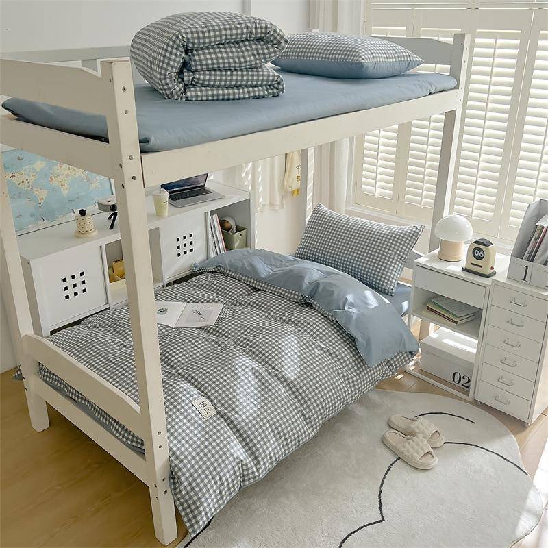 新款学斜生宿纯棉2868床上三件套上1下铺0.9舍m床ZQK单被套全棉纹