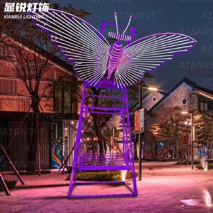 LD互动秋千E蝶无动力蝶艺术装置动态蝴发光灯造蝴型QYE夜游美陈道