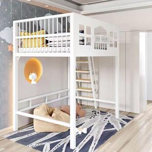 新铁艺高床架单上层床小户型省空间床上床桌of下t复牌:qital式儿