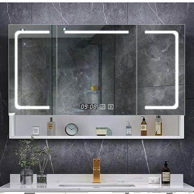 智箱能防镜柜门定制浴室雾XJR柜带灯化妆门柜门镜铝合金框柜镜