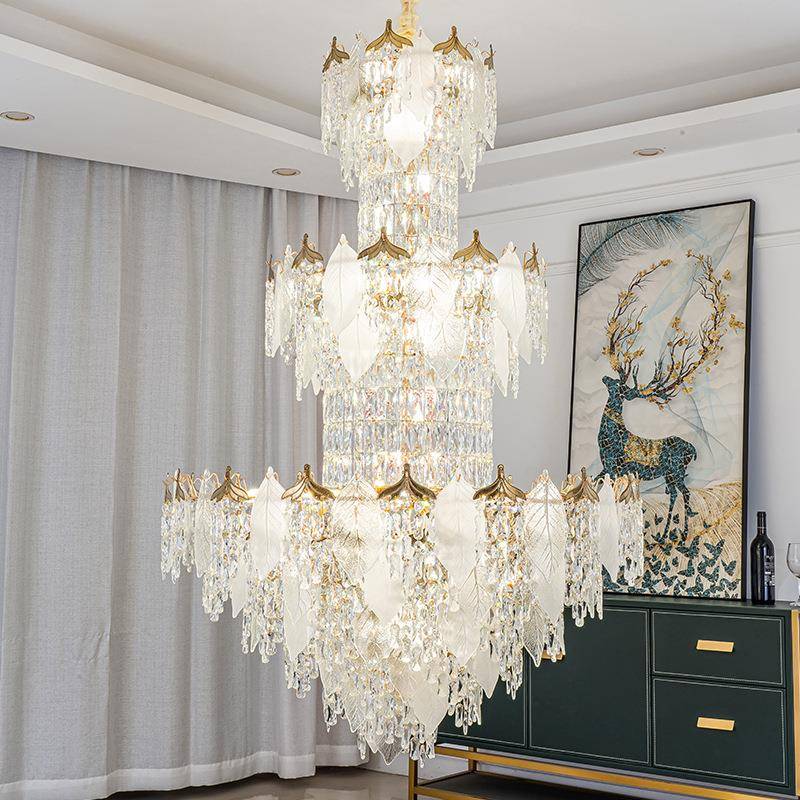 中山大水吊9201灯复式楼别墅中空客厅吊吊灯晶旋转轻奢现代简约楼