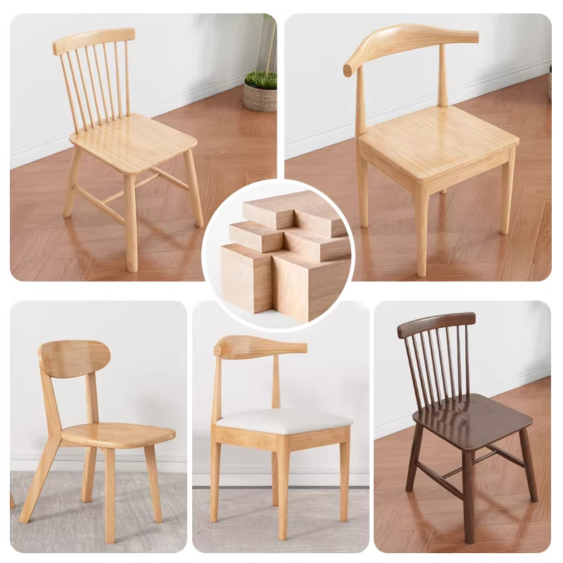 实木椅家用餐桌椅商用简约高级牛角椅网红温莎椅靠背凳子休闲椅子