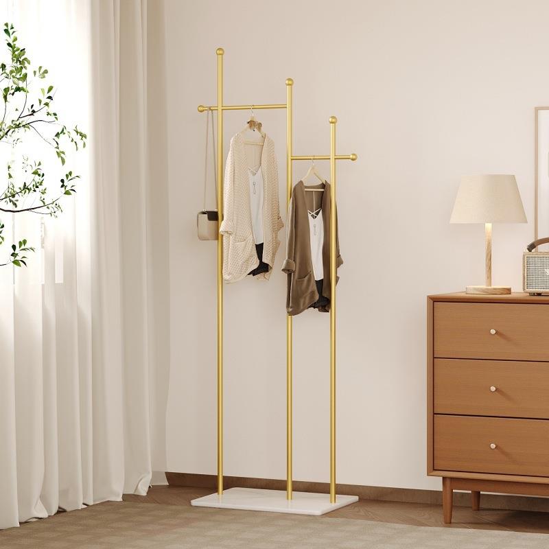 卧室轻奢网红衣帽架中古风立式落地可移动晾衣架家用客厅收纳衣架