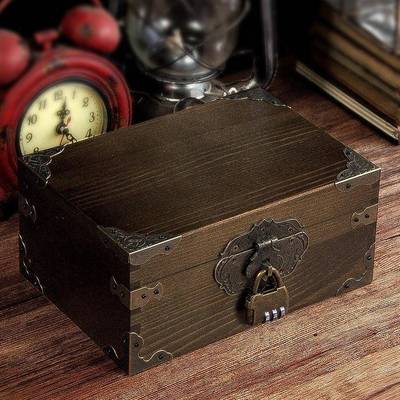 EQ4F储物百宝箱实木盒子带锁仿古收纳欧式复古大号木箱子宝箱盒小