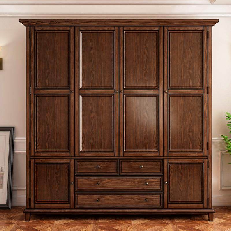 南京定制美式实木衣柜胡桃木23四门衣柜卧室家具乡村衣橱储物