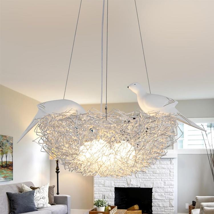 创意LED艺术个性灯百鸟归巢鸟窝灯鸟巢灯鸭蛋铝线卧室吊灯餐吊灯