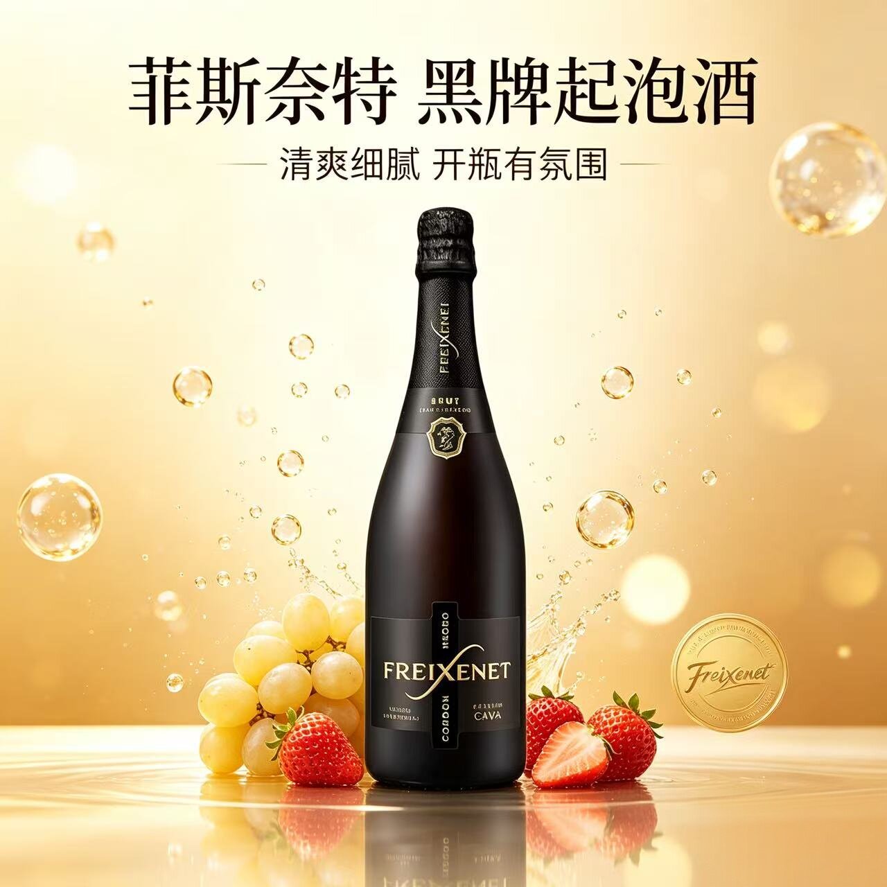 西班牙原瓶进口起泡酒卡瓦CAVA菲斯奈特金牌天然干型起泡酒葡萄酒