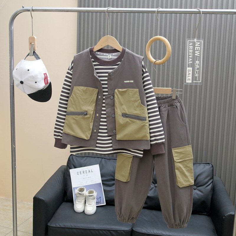 儿童装8男童秋季套装2024春秋帅气男孩衣服7运动12大童15岁三件套