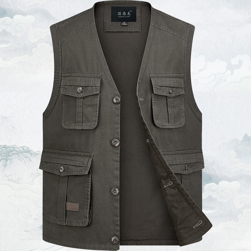 多口袋纯棉水洗马甲中老年纽扣款爸爸马夹中老年男士上衣爷爷坎肩,男装,常规马甲,淘宝优惠券,粉丝福利购,淘宝优惠卷