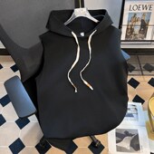 连帽背心马甲男休闲潮牌运动坎肩百搭青少年潮流无袖 夏季 薄款 T恤