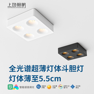 明装射灯智能客厅灯餐厅r吸顶无主灯超薄全光谱led防眩筒灯斗胆灯