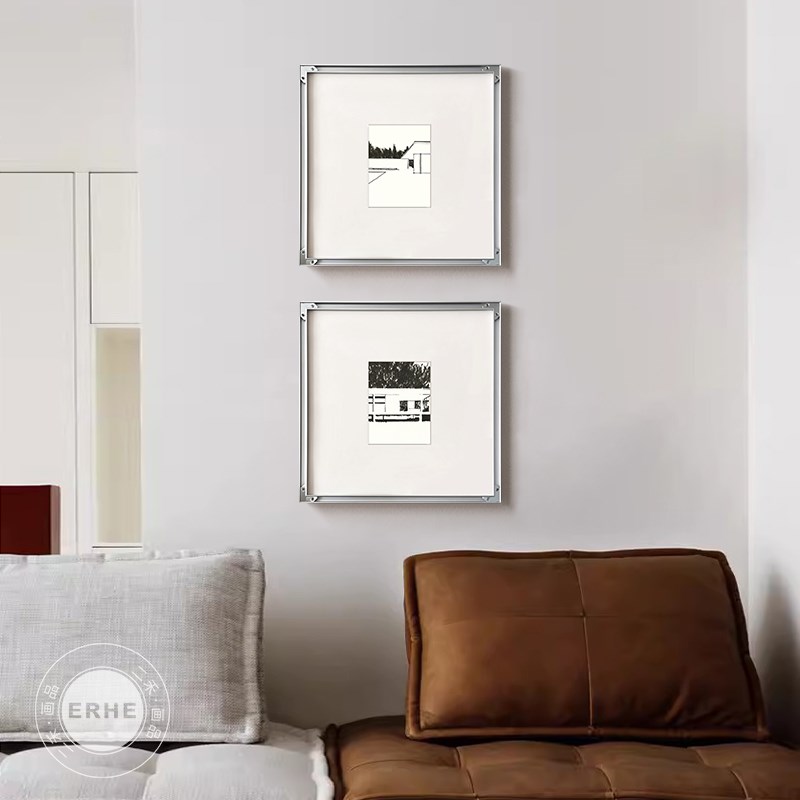 构筑 黑白建筑素描装饰画意式极简客餐厅挂画小众艺术简约反框画
