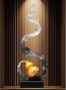 入户玄关风生水起招财葫芦摆件旺宅客厅电视柜细高雕塑装饰工艺品