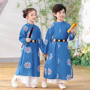 宋制儿童唐装圆领袍男童汉服女童2025春装宝宝春秋小男孩中式古装