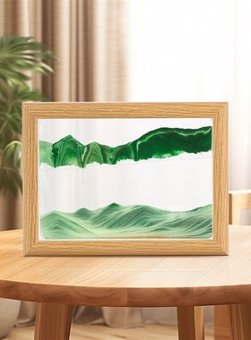 创意实木相框流沙画摆件3D立体解压沙漏高档商务家居装饰品