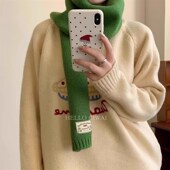 圆领套头宽松针织衫 此外 可爱蛋糕图案针织毛衣女韩版 上衣学院风