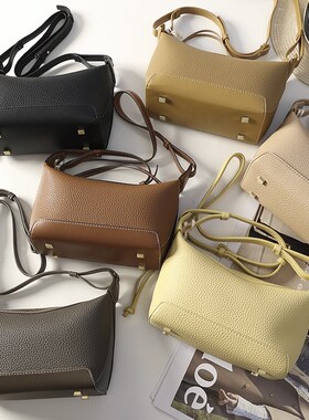 华子家 篙端真皮风筝包包女荔枝纹腋下法棍包通勤单肩斜挎包40436