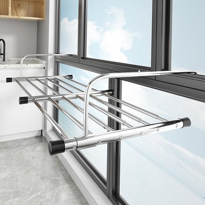 阳台晾衣神器防盗网窗户晾晒杆挂架晒鞋架室外晾衣架