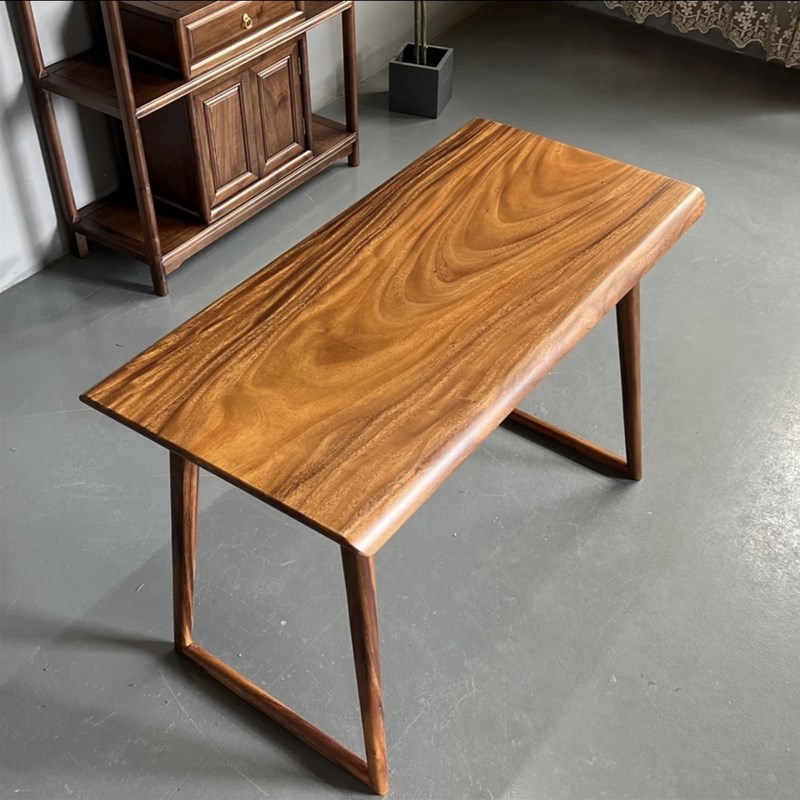 南美胡桃木简约茶桌实木书桌原木阳台小茶桌家用大板桌新中式餐桌