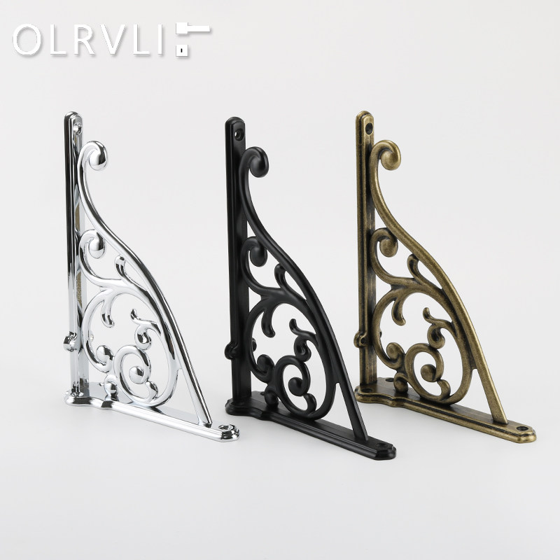 欧式复古置物架法式做旧古铜支撑架镀铬厨房隔P板架子黑色层板三