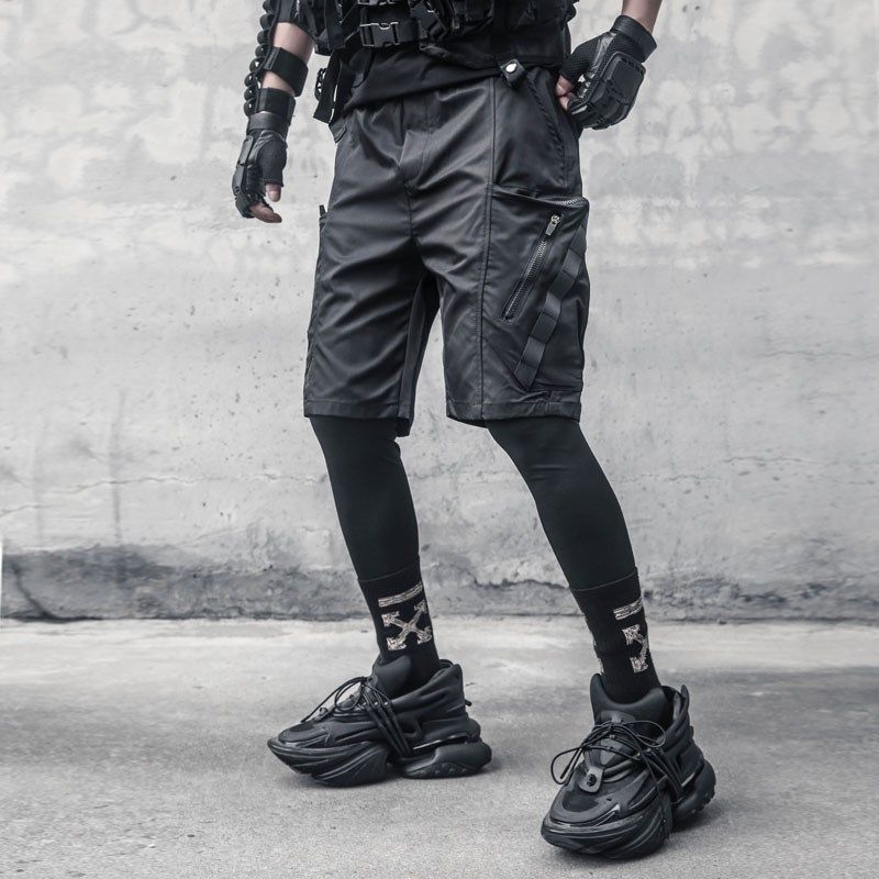 小众夏季机能风工装短裤男宽松多口袋个性拼接织带运动五分裤潮牌,男装,短裤,淘宝优惠券,粉丝福利购,淘宝优惠卷