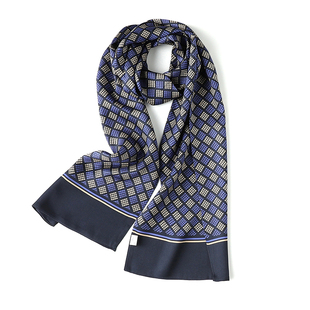 围巾真丝丝巾男款 冬季 西装 高端男式 西服围脖杭州丝绸春秋薄款 男士