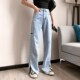 女裤 秋胖妹妹冰氧吧牛仔裤 高腰宽松阔腿裤 大码 胯大腿粗女裤 子显瘦