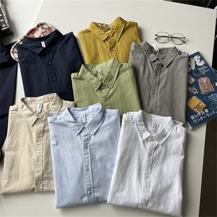 透气干爽棉麻面料 夏季男士水洗柔软通勤基础修身百搭短袖衬衫