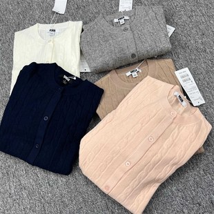 毛衣女装 日系试衣间女装 长袖 纽花圆领针织开衫 外套471612 春秋新款