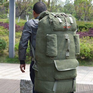 2022新款大背包带轮子帆面料180升双肩包大容量帆布旅行包登山包
