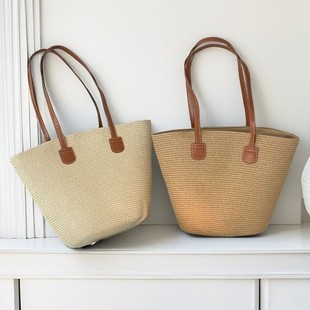 藤编包手工编织包手提包百搭大容量托特包度假海滩旅游草编包
