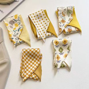 黄色显白小丝巾秋冬细窄飘带女发带扎发绑包包装饰高级感长条丝巾