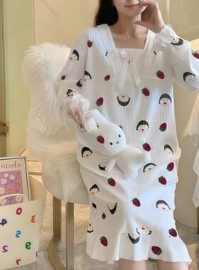 睡裙女春秋季2025年新款公主ins风长袖休闲网红家居服可外穿