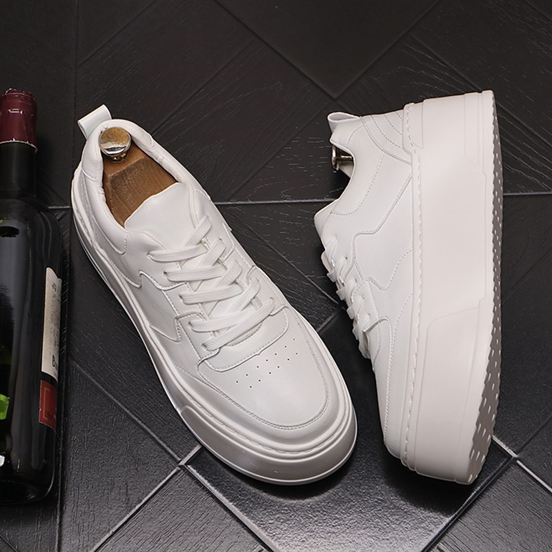 松糕鞋男春秋f新款厚底增高鞋子百搭潮男小白鞋时尚低帮男休闲板