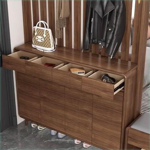 新中式实木框鞋柜2022新款爆款带挂衣架家用门口入户玄关门厅隔断