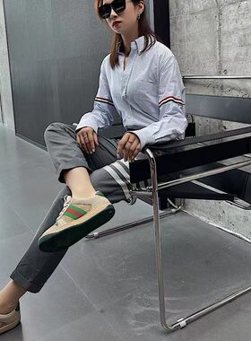 秋冬全羊毛修身红白蓝织带TB九分裤西裤男女小脚裤TB四道杠休闲裤