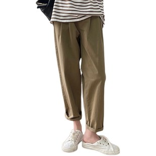 托腹裤 薄款 宽松直筒工装 裤 子 卡其色阔腿裤 萝卜九分老爹裤 孕妇夏季